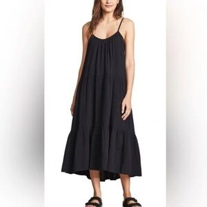 XiRENA Ruby Black Tiered Midi Dress Size S